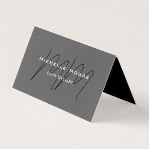 Dubbelsidig monogrammad Black Grått Calligraphy Li Visitkort