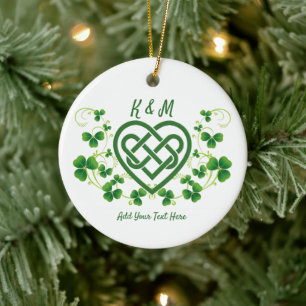 Dubbelsidig Personlig Irish Celtic Kärlek Knot Julgransprydnad Keramik