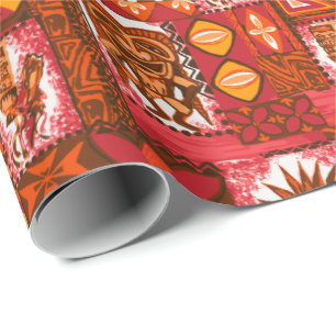 Dubbelsidig Pomaika'i Tiki hawaiansk vintageTapa Presentpapper