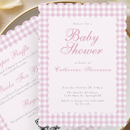 Dubbelsidig rosa babyfestinbjudan inbjudningar