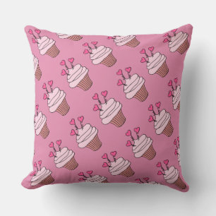 Dubbelsidig Rosa och vit cupkaka Mönster Pillow Kudde