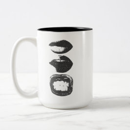 Dubbelsidig svart läpp-smile | Minimalistisk Mon Två-Tonad Mugg