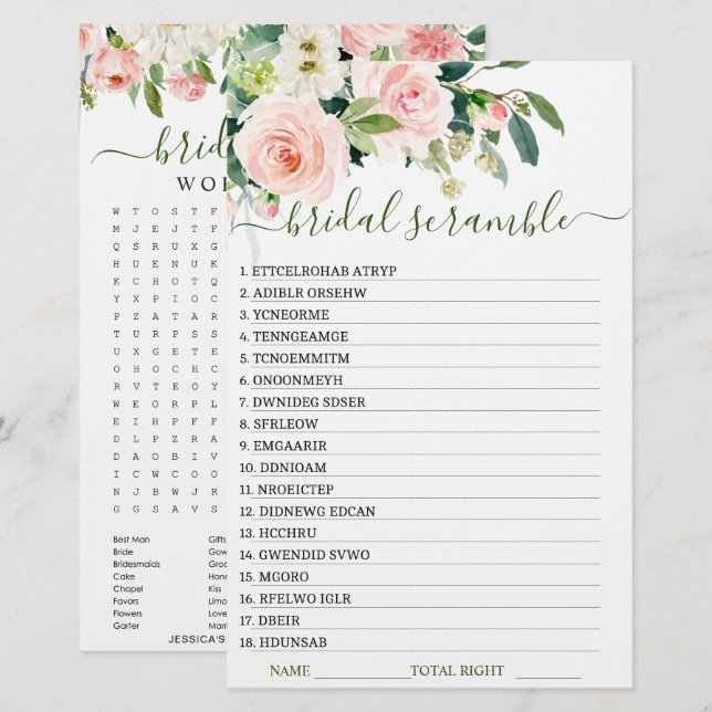 DUBBELSIDIGA Rosa Rodnad Blommor Bröllopsfest Lek (Fram/baksida)