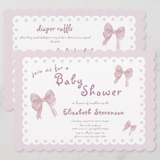 Dubbelsidiga Rosa Slingor Baby Shower Inbjudan (Skapare uppladdad)