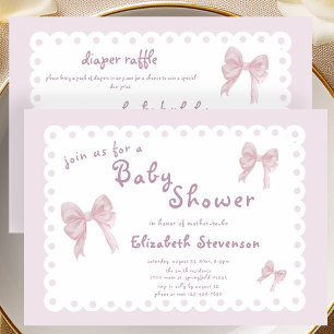 Dubbelsidiga rosa slingor Baby Shower-inbjudan Inbjudningar