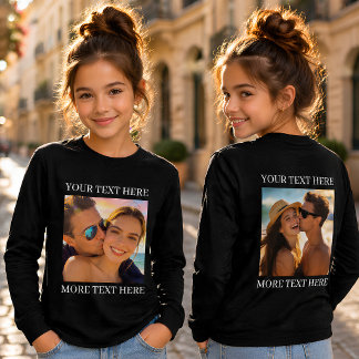 Dubbelsidiga T-shirts, Anpassad Foto och Text T Shirt