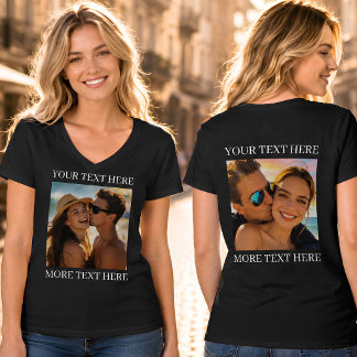 Dubbelsidiga T-shirts, Anpassad Foto och Text T Shirt
