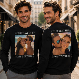 Dubbelsidiga T-shirts, Anpassad Foto och Text T Shirt