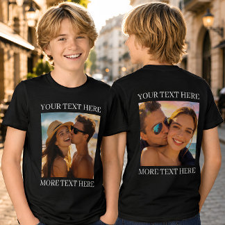 Dubbelsidiga T-shirts, Anpassad Foto och Text T Shirt