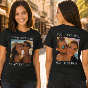 Dubbelsidiga T-shirts, Anpassad Foto och Text T Shirt