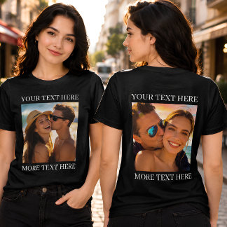 Dubbelsidiga T-shirts, Anpassad Foto och Text T Shirt
