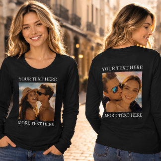 Dubbelsidiga T-shirts, Anpassad Foto och Text T Shirt