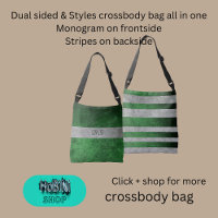 dubbelsidigt blått grått & monogram & rand