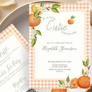Dubbelsidigt Little Cutie Baby Shower-inbjudan Inbjudningar