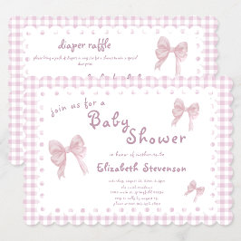 Dubbelsidigt rosa gingham-barnkalasinbjudan inbjudningar
