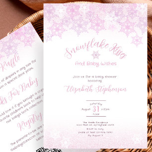 Dubbelsidigt rosa snöflinga baby shower inbjudan