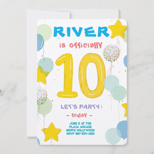 Dubbelsiffrig firande-bash inbjudningar (Framsida)