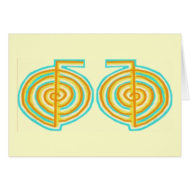 Dubbelt CHOKUREI = Karuna Reiki KRIYA Hälsningskort (Framsidan Horizontal)