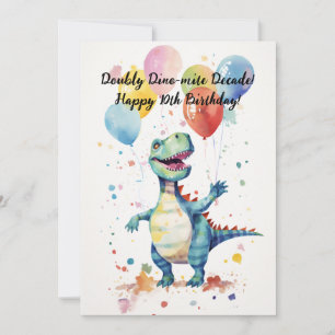 Dubbelt Dino-mysigt Decennium! 10-års födelsedagsk Inbjudningar