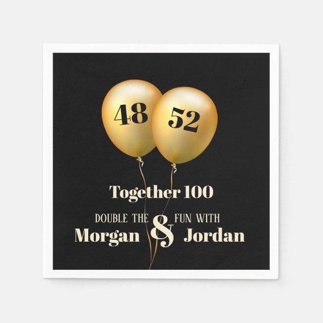 Dubbelt firande Guld och svart från gemensam födel Pappersservett (Framsidan)