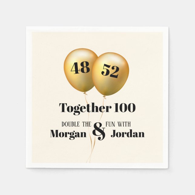 Dubbelt firande Guld och svart från gemensam födel Pappersservett (Framsidan)