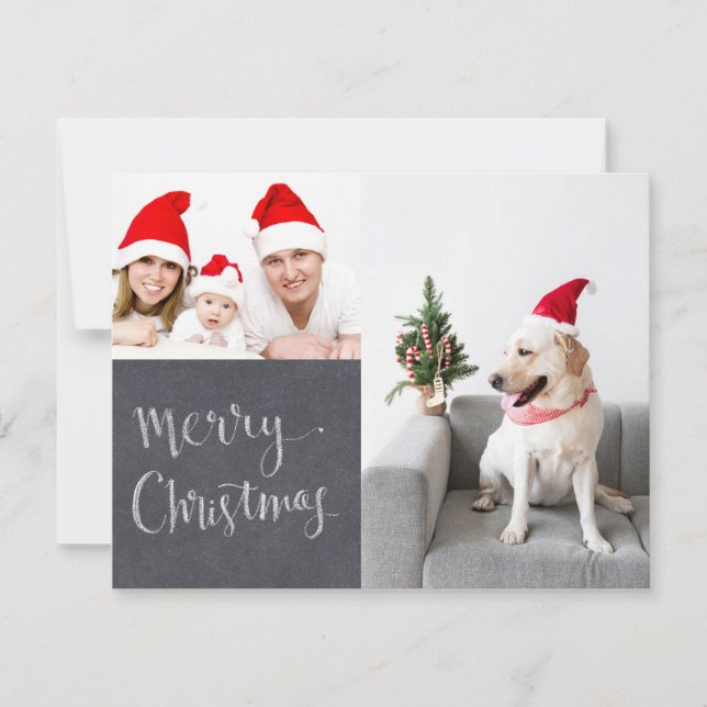 Dubbelt foto för Chalk-design i god jul Julkort (Framsida)