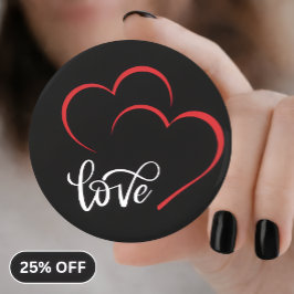 Dubbelt hjärta 'Kärlek' märke/knapp Flasköppnare