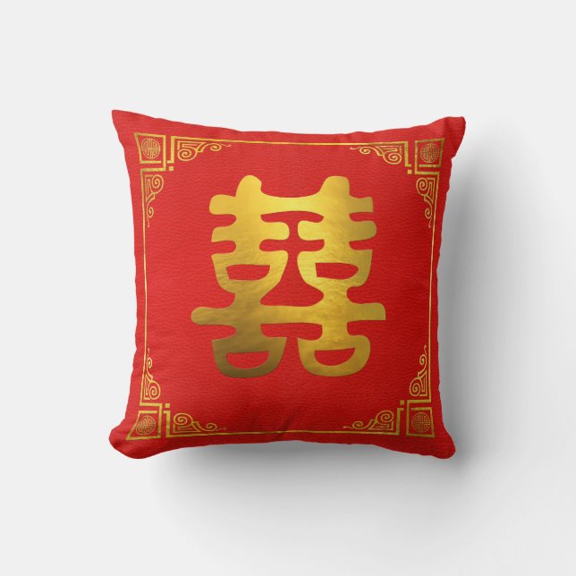 Dubbelt lyckaFeng Shui symbol Kudde (Framsida)
