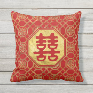Dubbelt lyckaFeng Shui symbol Kudde