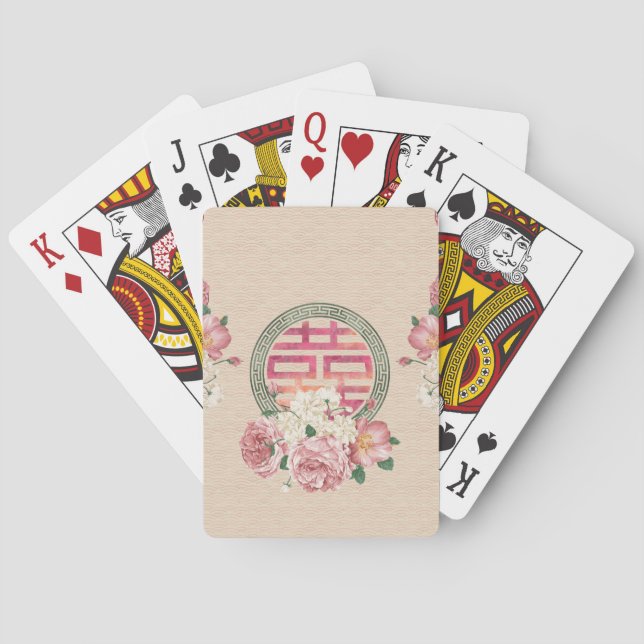 Dubbelt lyckasymbol på Gentle pionmönster Casinokort (Baksidan)