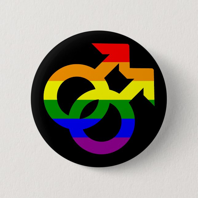 Dubbelt Male symbol för regnbåge Knapp (Framsida)