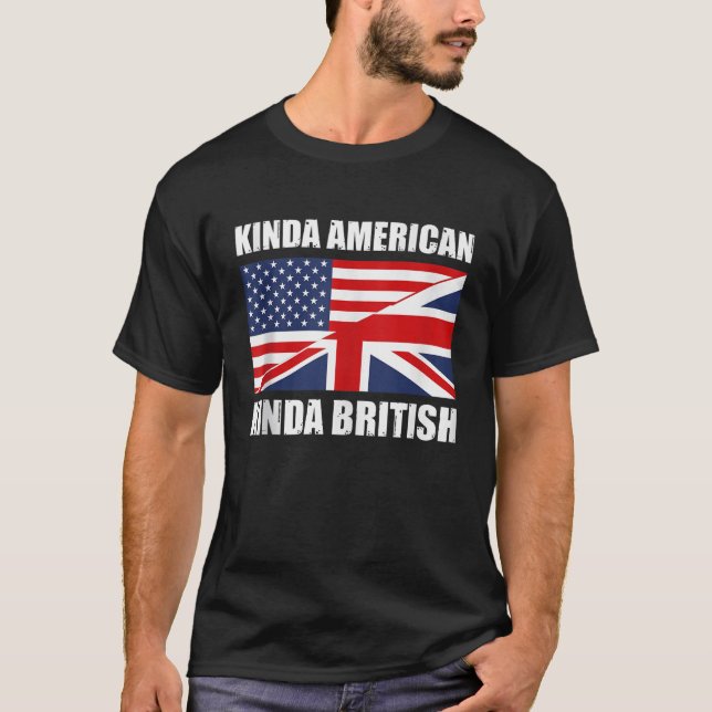 Dubbelt medborgarskap Storbritannien, USA Kinda Am T Shirt (Framsida)