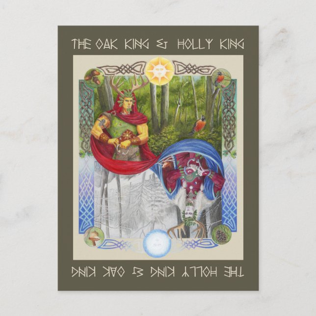 Dubbelt porträtt av Oakkungen och järnekkungen Vykort (Framsida)