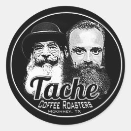 Dubbelt skägg runt klistermärke