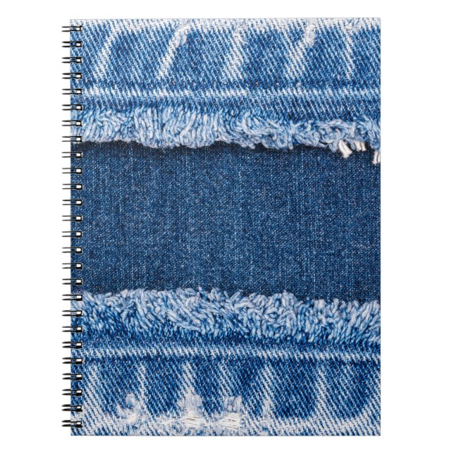 Dubbeltonsblekt Denim Fabric Ram Anteckningsbok (Framsidan)