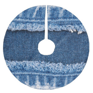 Dubbeltonsblekt Denim Fabric Ram Julgransmatta Borstad Polyester