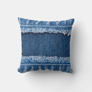 Dubbeltonsblekt Denim Fabric Ram Kudde