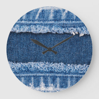 Dubbeltonsblekt Denim Fabric Ram Stor Klocka