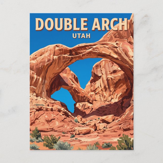 Dubbelvalvet Moab Utah Vykort (Framsida)