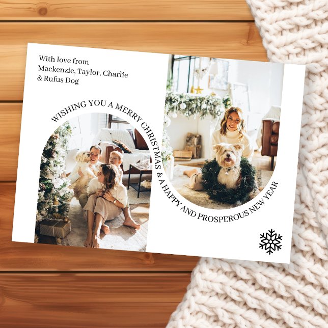 Dubbelvalvs julpersonlig 2 Foto  Julkort (Double Arch Christmas Personalized 2 Photo Holiday Card by Ricaso - Add own photographs and message)