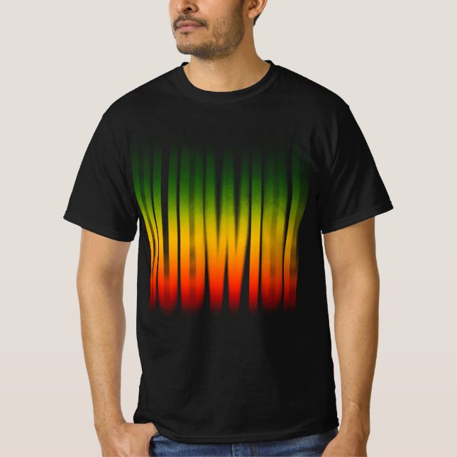 Dubbelvisa suddiga effekter Typografi Rasta Reggae T Shirt (Framsida)