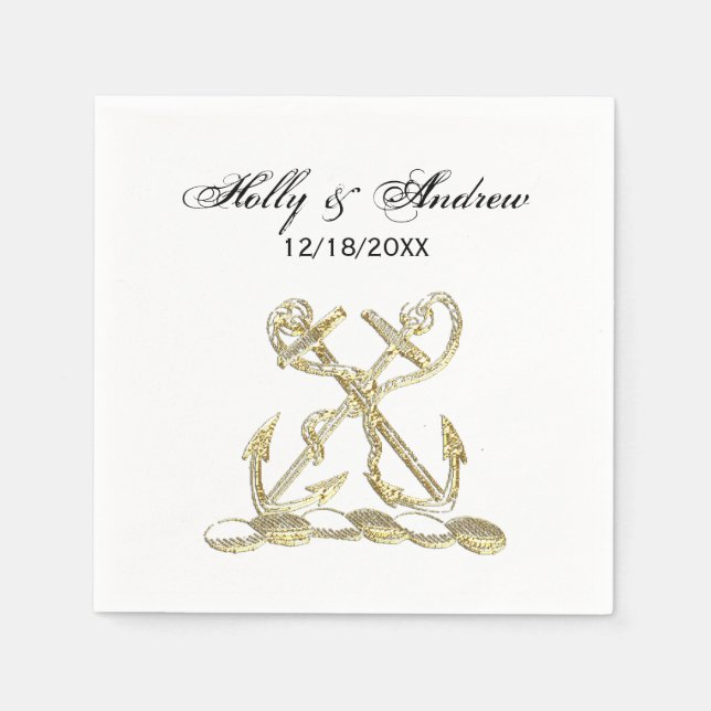 Dubbla Anchor Heraldic Vapensköld Emblem Faux Guld Pappersservett (Framsidan)