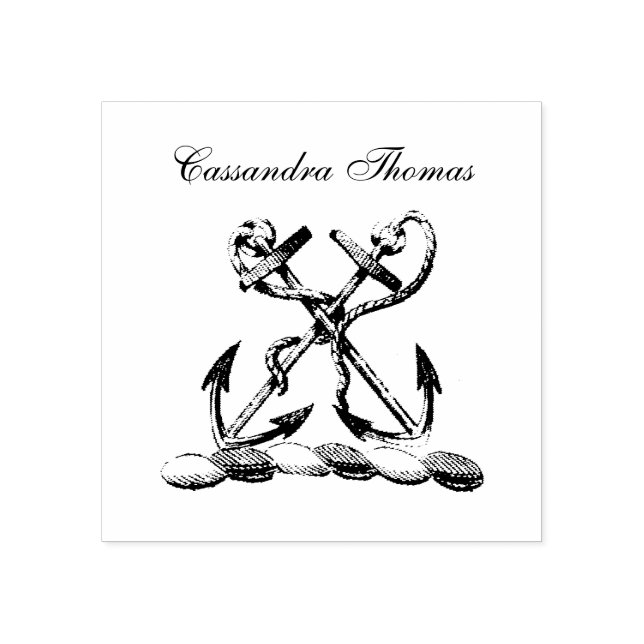 Dubbla Anchor Heraldic Vapensköld Emblem Faux Guld Stämpel (Tryck)