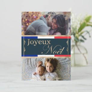 Dubbla Anpassningsbar Photo Joyeux Noël Fransk jul Julkort