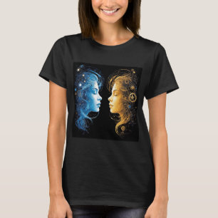 Dubbla ansikten som representerar kosmisk energi t shirt