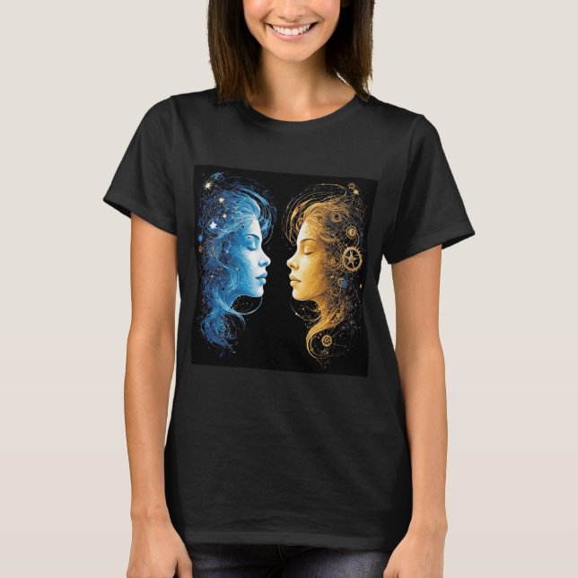 Dubbla ansikten som representerar kosmisk energi t shirt (Framsida)