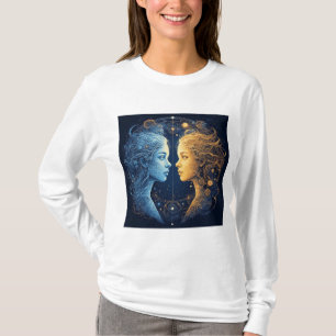 Dubbla ansikten som representerar kosmisk energi t shirt
