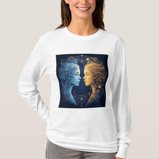 Dubbla ansikten som representerar kosmisk energi t shirt (Framsida)