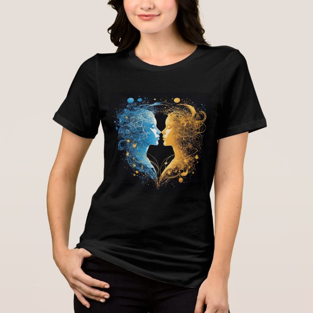 Dubbla ansikten som representerar kosmisk energi t shirt (Framsida)