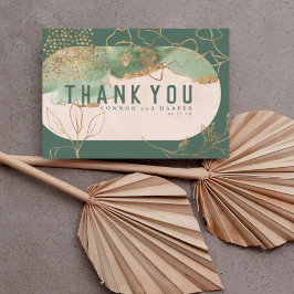 Dubbla Arch Boho Abstrakt Emerald Vatten-färg Mode Tack Kort